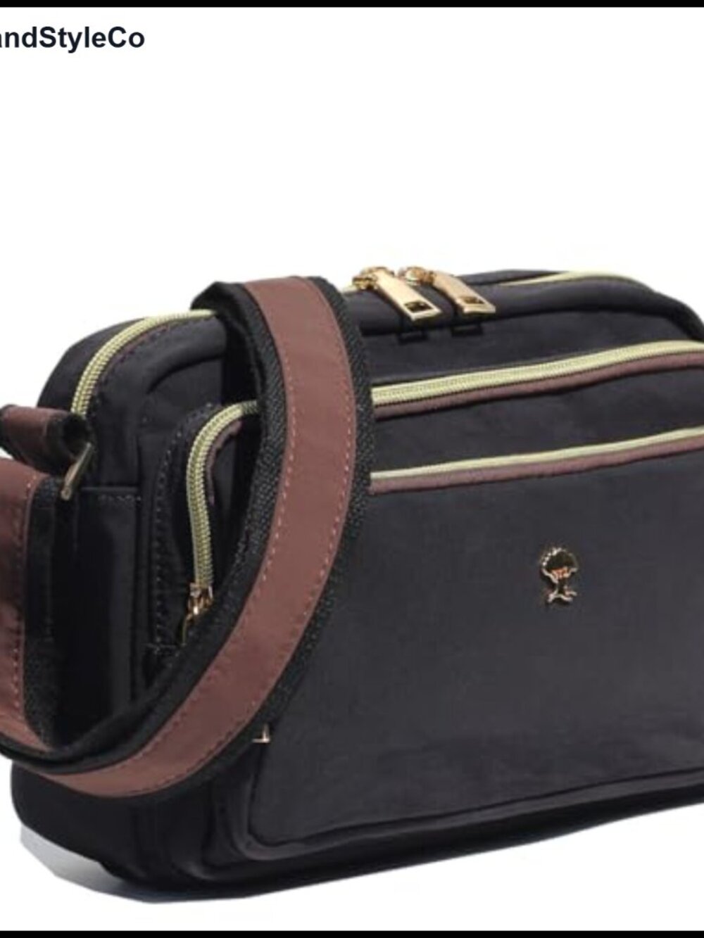 ESVAN Triple Zip Crossbody Bag Women Nylon Multi-Pocket Purse Shoulder Handbag